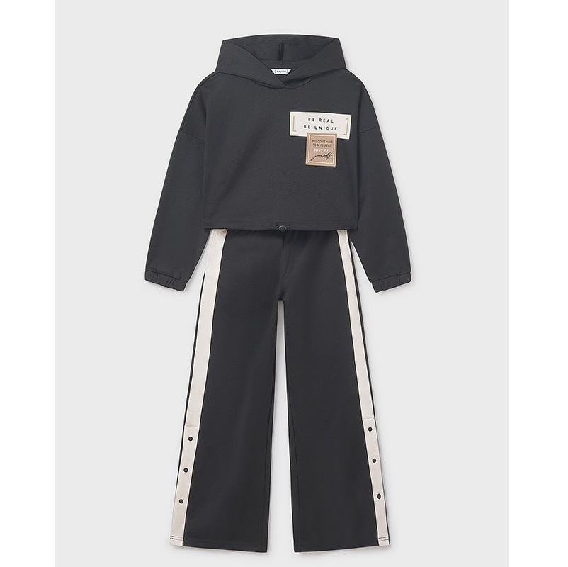 Mayoral Kışlık Kız Kapşonlu Sweatshirt Eşofman Set Siyah