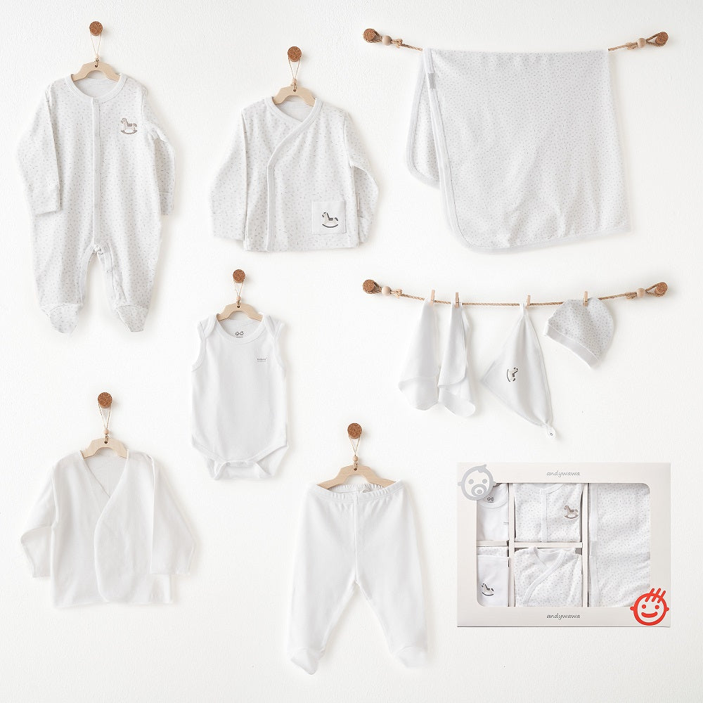 Andywawa Erkek Bebek 10'lu Hastane Çıkış Seti - Little World Beyaz
