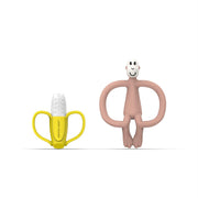 Matchstick Monkey Banana-Silikon Diş Kaşıyıcı Hediye Seti (Pembe)