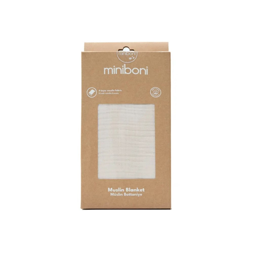 Miniboni 4 Katlı Müslin Battaniye 100*120 cm Ekru