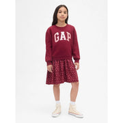 GAP Logolu Kışlık Kız Çocuk Oversize Sweatshirt Elbise Bordo