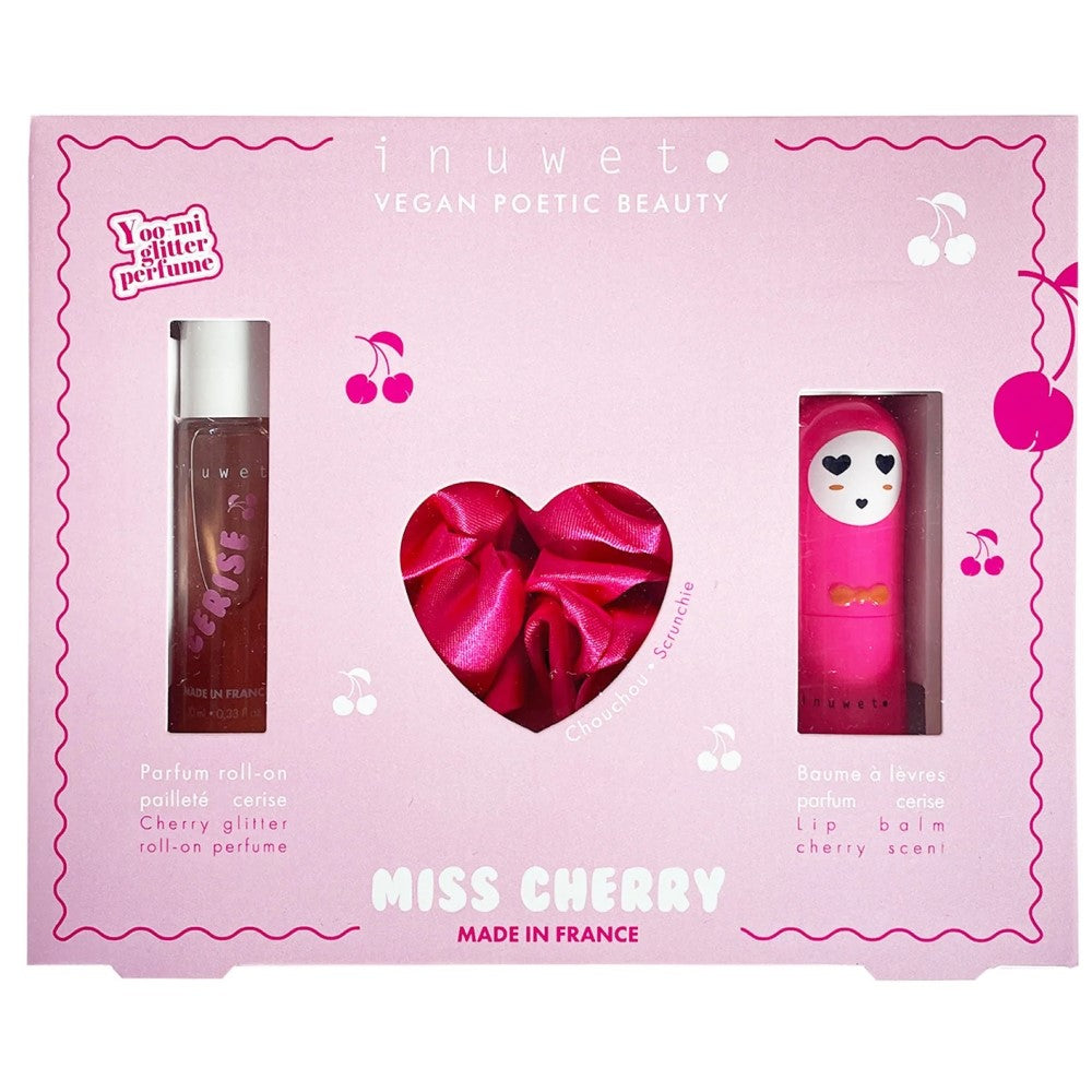 Inuwet Miss Cherry Set (Pembe Saç Tokası, Kiraz Kokulu Parfüm ve Kiraz Aromalı Balm)