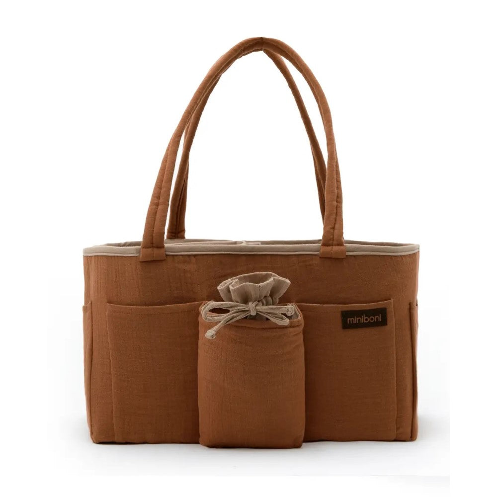 Miniboni Müslin Anne Organizer Çanta Taba