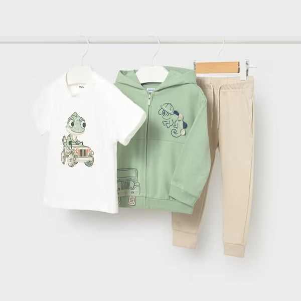 Mayoral Yazlık Erkek Bebek T-shirt Eşofman Ceket 3'lü Set Yeşil