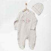Andywawa Kız Bebek Romper Tulum Şapka Set Ekru