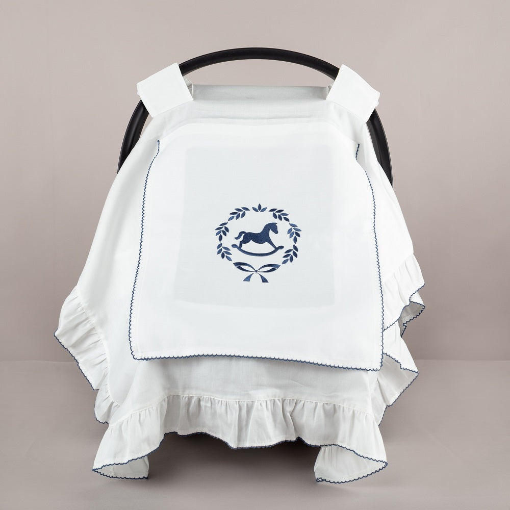 ChiMayys Baby Asil İndigo Tığ İşi Süslemeli Fırfırlı Puset Örtüsü