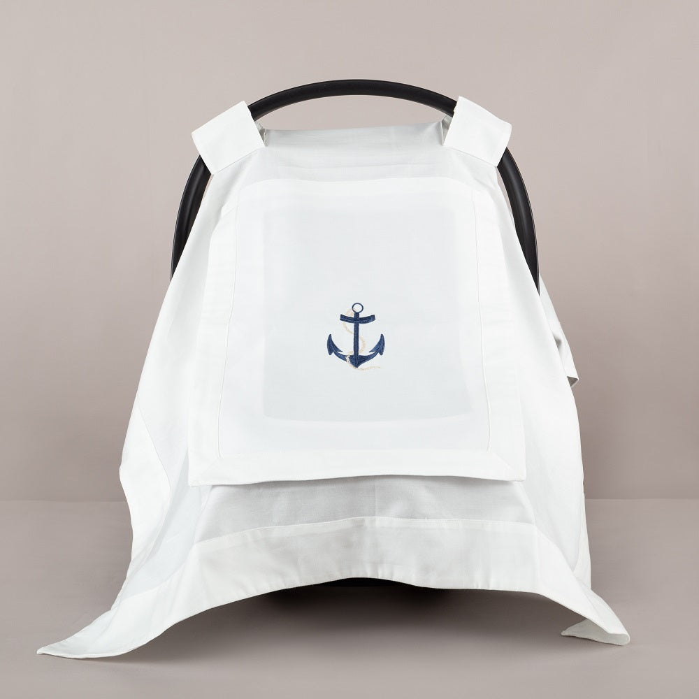 ChiMayys Baby Asil Marin Nakışlı Köşeli Puset Örtüsü