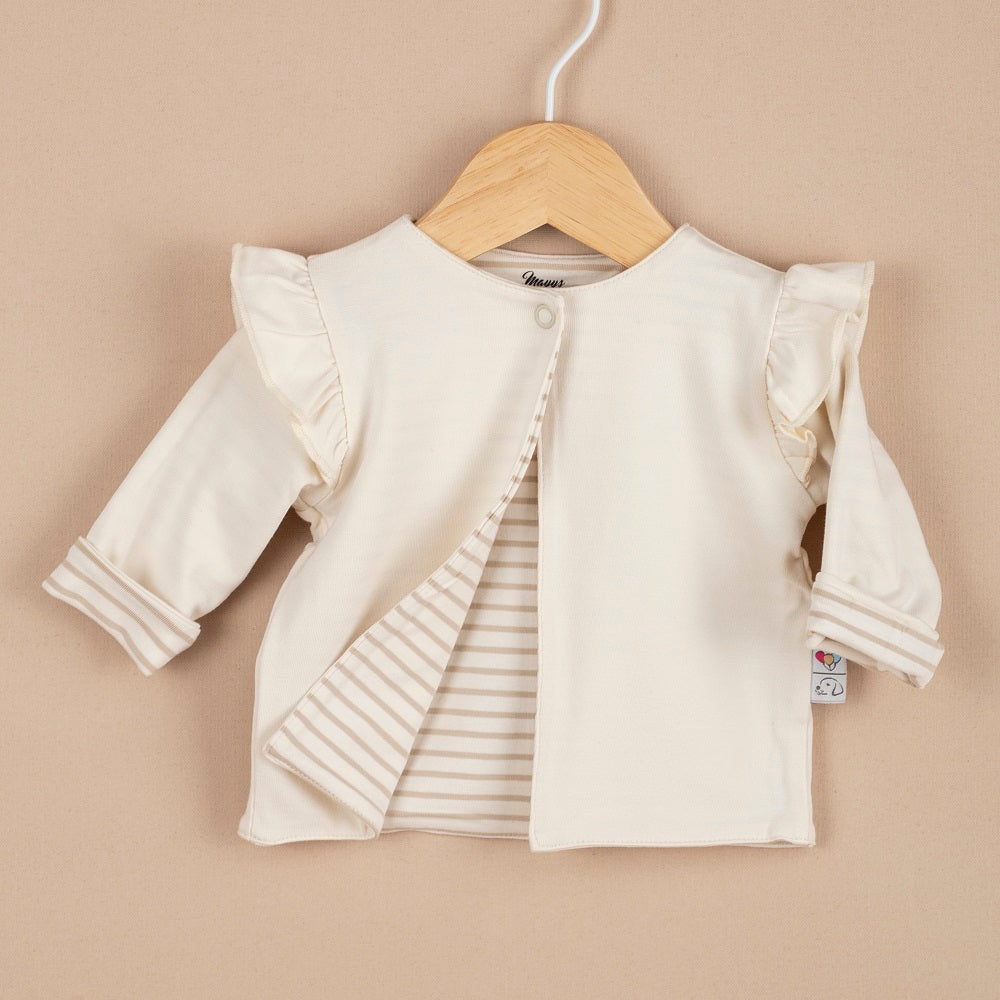 ChiMayys Baby Pure Bamboo Çift Kat Hırka Ceket Kız Ekru