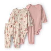 Carter's Kız Bebek Body Pantolon 4'lü Set Pembe