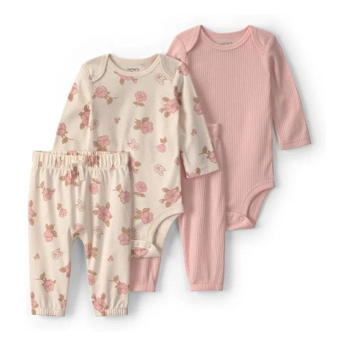 Carter's Kız Bebek Body Pantolon 4'lü Set Pembe