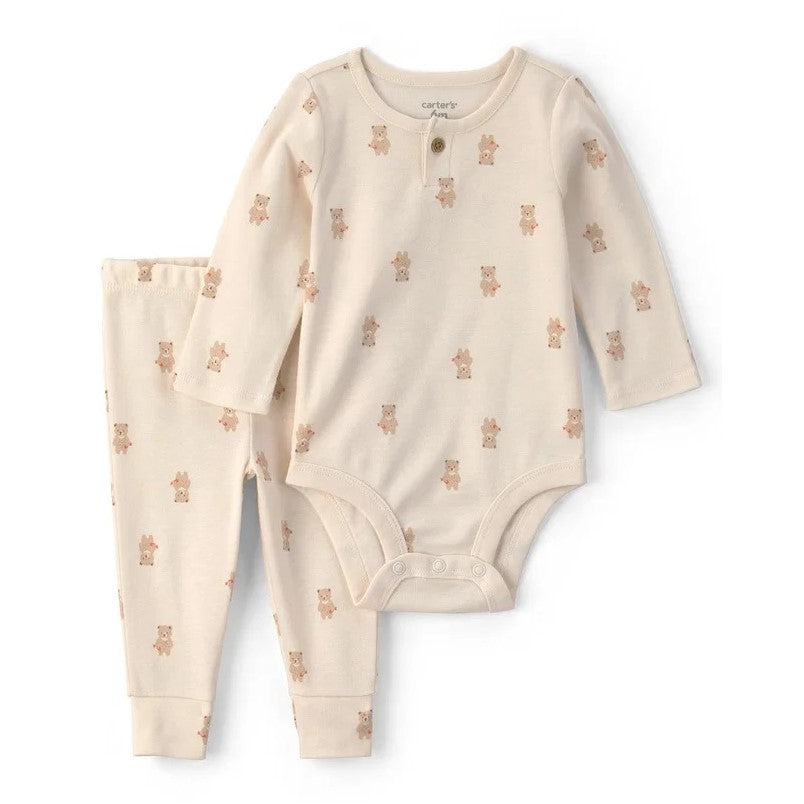 Carter's Erkek Bebek Uzun Kollu Body Pantolon 2'li Set Ekru