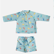 Miela Kids Erkek Bebek UV Korumalı Alt Üst  Set - Dinoland Mavi