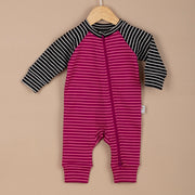 ChiMayys Baby Candy Lines Fermuarlı Organik Bebek Tulumu Fuşya