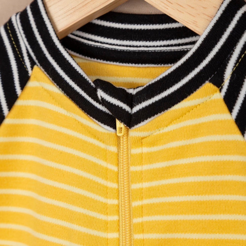 ChiMayys Baby Sunny Lines Fermuarlı Organik Bebek Tulumu Sarı
