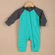 ChiMayys Baby Minty Fresh Lines Fermuarlı Organik Bebek Tulumu Yeşil