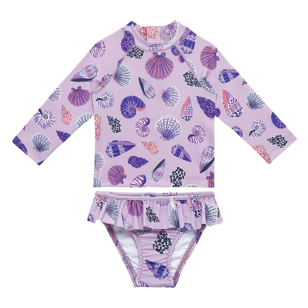 Sand Mother Kız Çocuk UPF 50+ Uzun Kollu Mayo 2'li Set  - Coastal Gem Lila