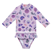 Sand Mother Kız Çocuk UPF 50+ Uzun Kollu Mayo 2'li Set  - Coastal Gem Lila