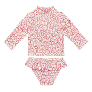 Sand Mother Kız Çocuk UPF 50+ Uzun Kollu Mayo 2'li Set  - Lilac Blossom Pembe