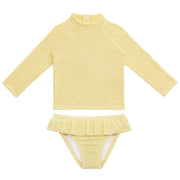Sand Mother Kız Çocuk UPF 50+ Uzun Kollu Mayo 2'li Set - Butter Yellow Sarı