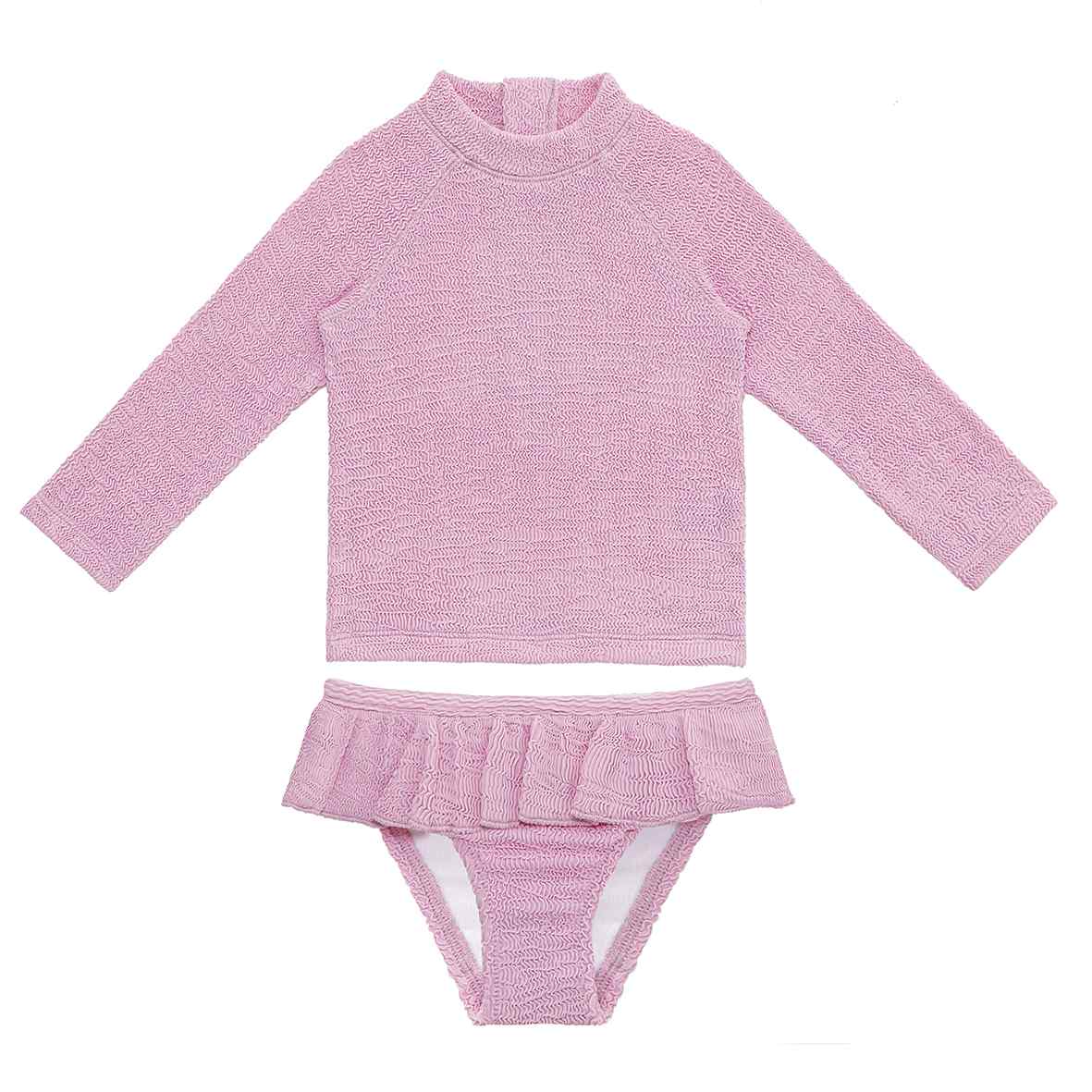 Sand Mother Kız Çocuk UPF 50+ Uzun Kollu Mayo 2'li Set - Pink Frosting Pembe