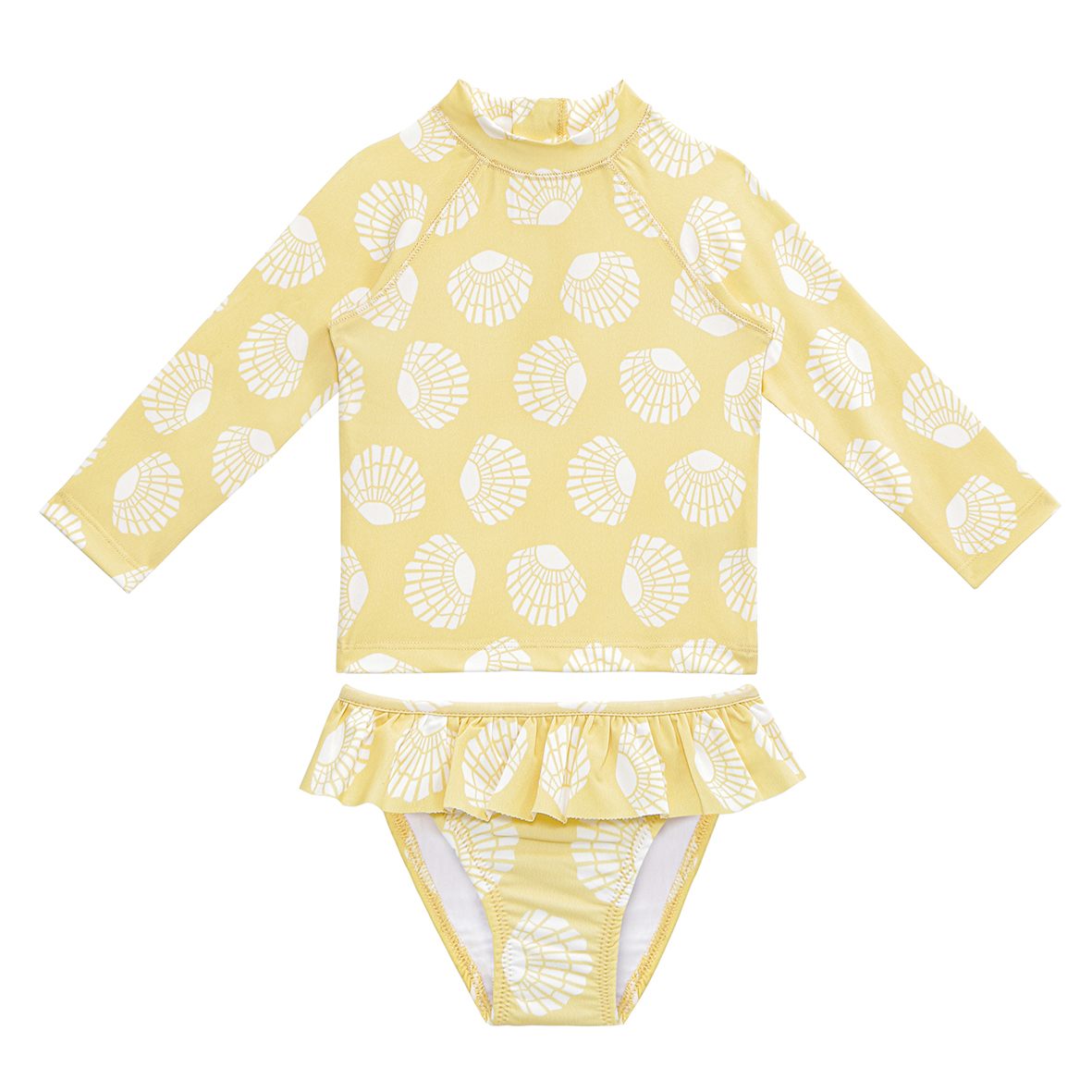 Sand Mother Kız Çocuk UPF 50+ Uzun Kollu Mayo 2'li Set  - Sunny Shells Sarı
