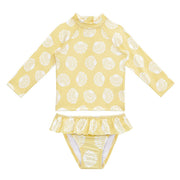 Sand Mother Kız Çocuk UPF 50+ Uzun Kollu Mayo 2'li Set  - Sunny Shells Sarı