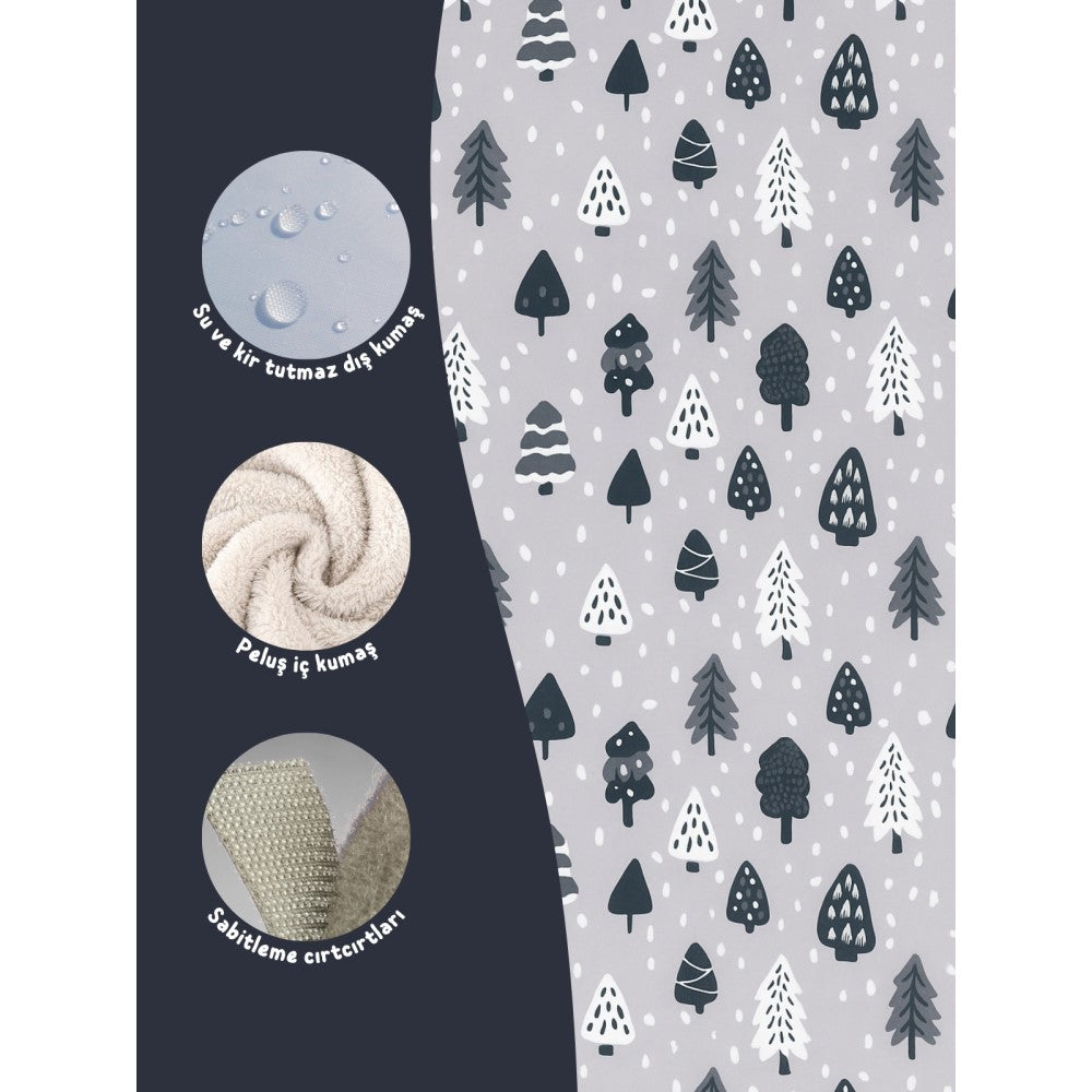 Mama Yoyo Welsoftlu Lastikli Puset Battaniyesi-Ağaç Desenli