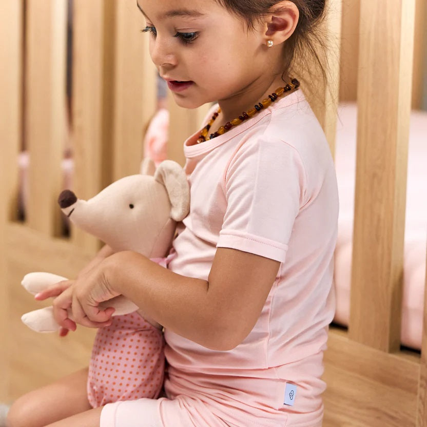 Bebesense Bambu Kısa Kollu Pijama Takımı Pembe