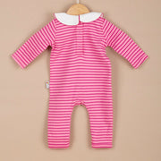 ChiMayys Baby Fleur Bloom El Nakış ve Tığ İşi Detaylı Organik Bebek Tulumu Koyu Pembe