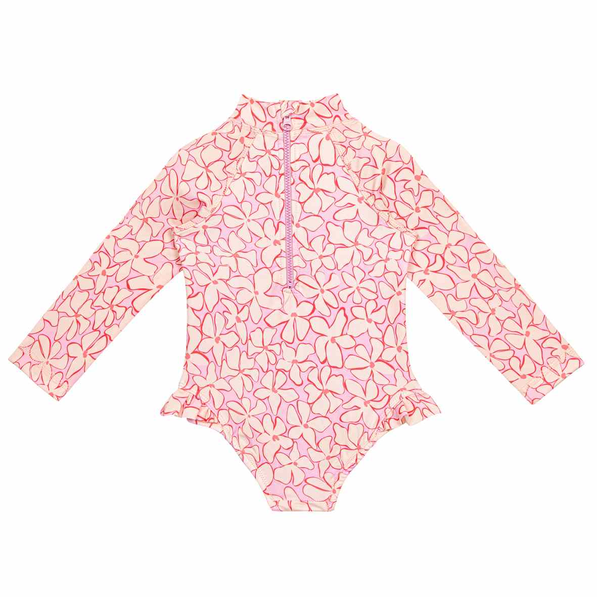 Sand Mother Kız Çocuk UPF 50+ Uzun Kollu Mayo - Lilac Blossom Pembe