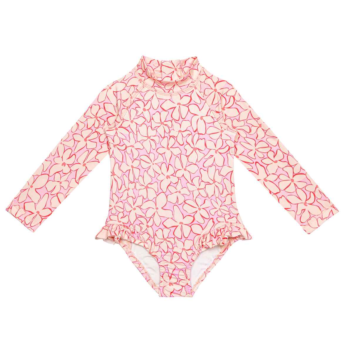 Sand Mother Kız Çocuk UPF 50+ Uzun Kollu Mayo - Lilac Blossom Pembe