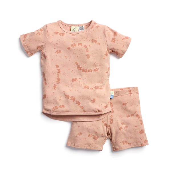 ErgoPouch Organik Pamuklu 2 Parça Kısa Pijama 0.2 Tog - Elephant Parade Pembe