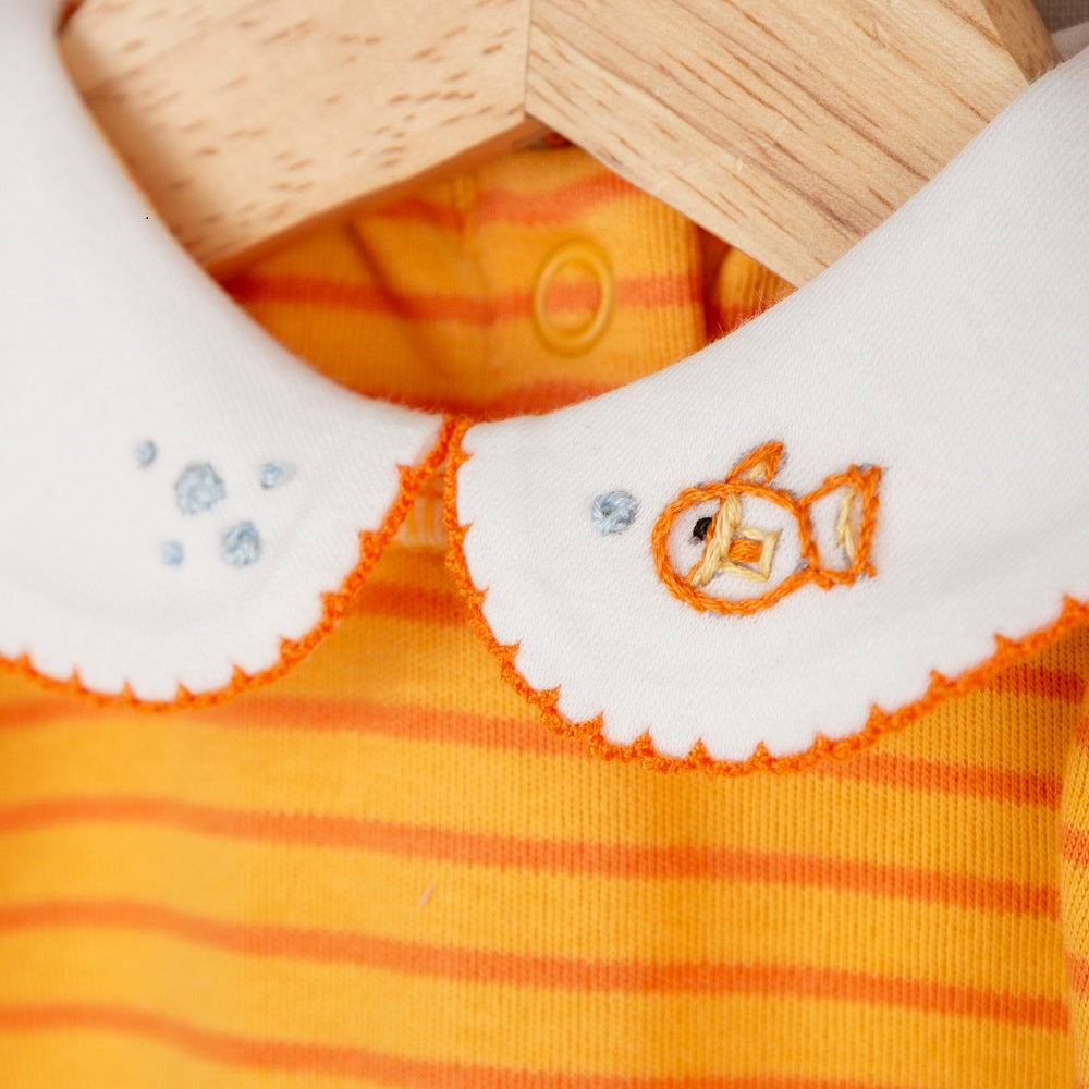 ChiMayys Baby Nemo El Nakış ve Tığ İşi Detaylı Organik Bebek Tulumu Sarı