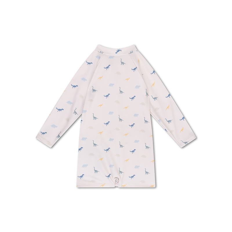 Swim Essentials Erkek Çocuk UV Korumalı Uzun Kollu Mayo - Dino Ekru
