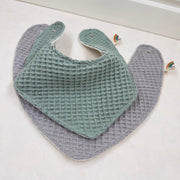 Le Petit Dodo 2'li Su Geçirmez Grey Green El Yapımı Bebek Salya Önlüğü