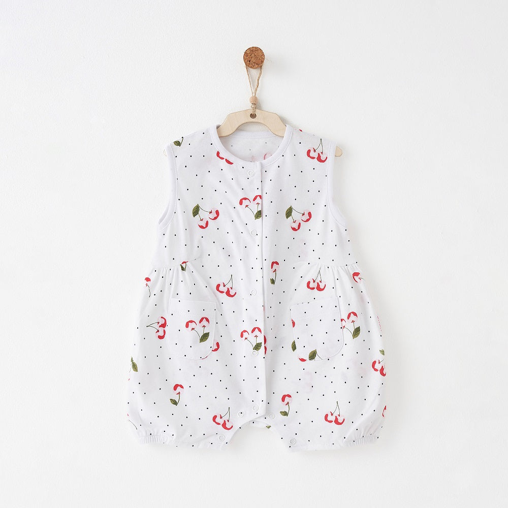 Andy Wawa Andywawa Kız Bebek Yazlık Romper Tulum - Cherry Chatty Beyaz - Body,Tulum,Zıbın