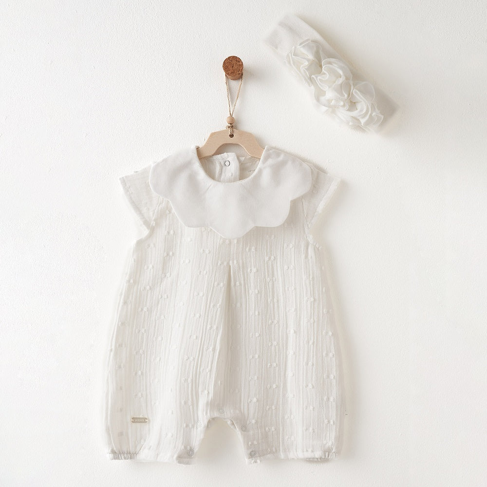 Andy Wawa Andywawa Kız Bebek Yazlık Romper Tulum Band Set Ekru - Body,Tulum,Zıbın