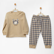 Andywawa Erkek Bebek Pijama Takımı 2'li Set Bej