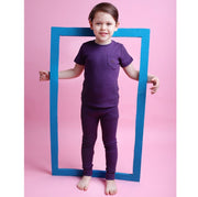 Adelie's Organik Pamuklu Fitilli T-Shirt ve Tayt Takım Mor