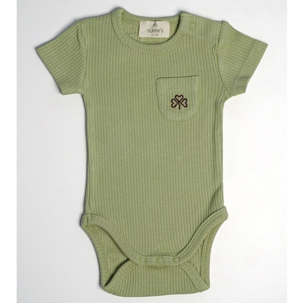 Adelie's Organik Pamuklu Kısa Kollu Body Fıstık Yeşili