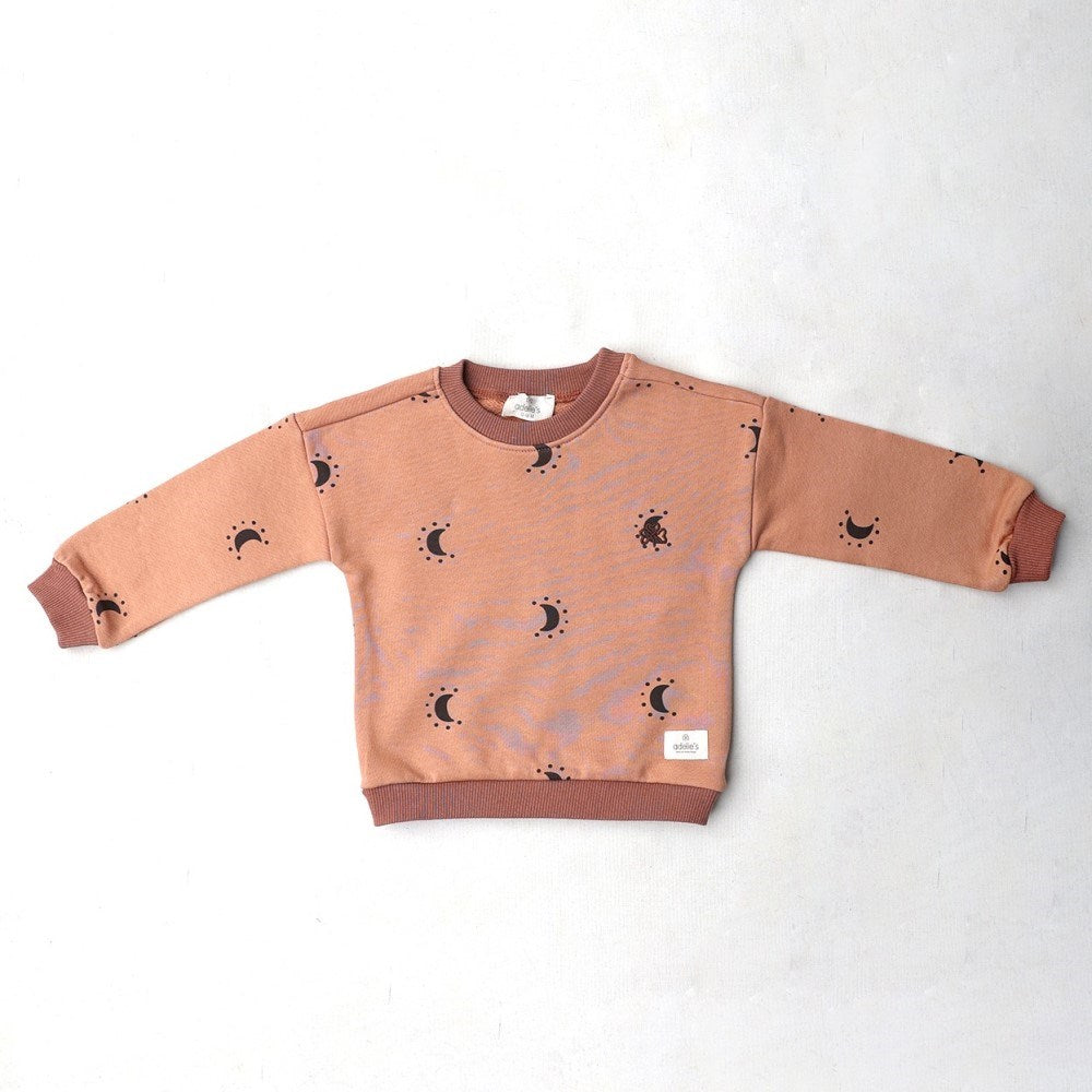 Adelie's Organik Pamuklu Sweatshirt Ay Kahverengi