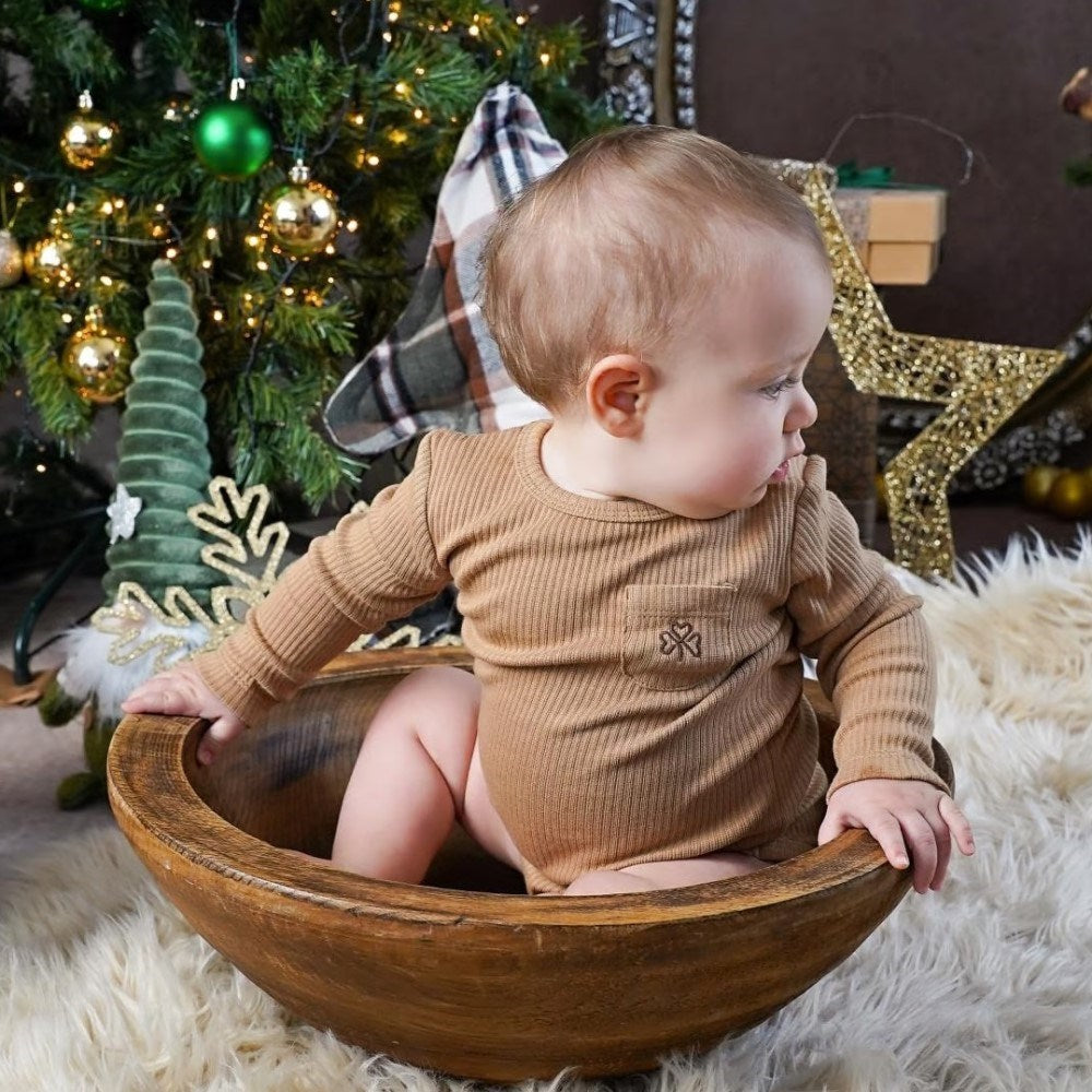 Adelie's Organik Pamuklu Uzun Kollu Body Açık Kahve