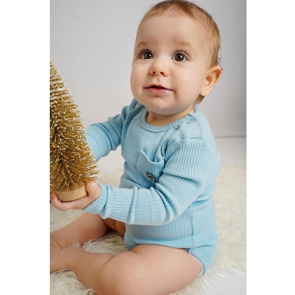 Adelie's Organik Pamuklu Uzun Kollu Body Mavi
