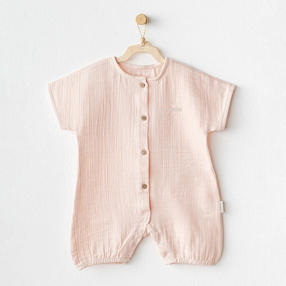 Andywawa Bebek Yazlık Müslin Romper Tulum Pembe