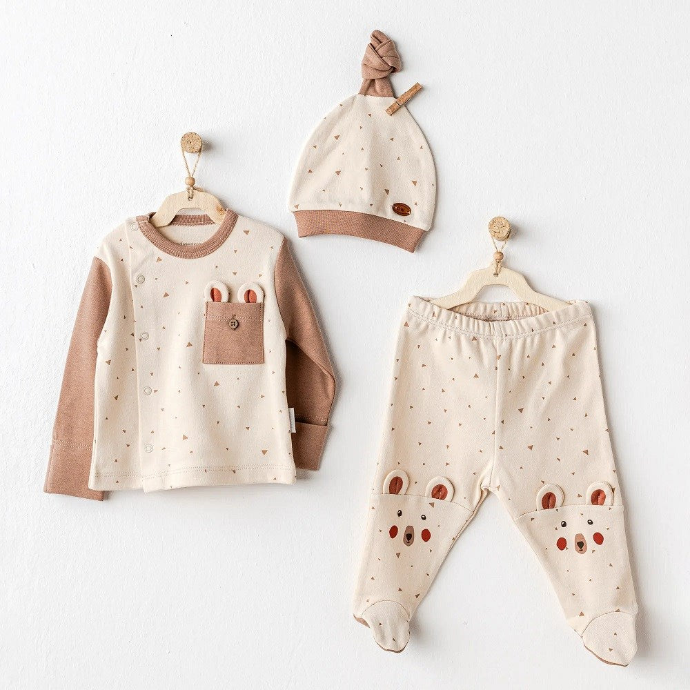 Andywawa Erkek Bebek Penye Zıbın 2'li Set- Bear Bej