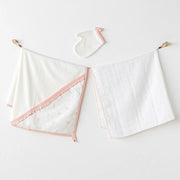 Andywawa Kız Bebek Banyo Havlu 3'lü Set- Love Family Somon