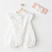 Andywawa Kız Bebek Yazlık Tulum ve Bandana 2'li Set - Love Family Somon
