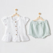Andywawa Yazlık Kız Bebek Kısa Kol T-shirt Şort Takım 2'li Set- Love Family Mint