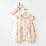 Andywawa Yazlık Kız Bebek Kolsuz Tulum Somon