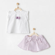 Andywawa Yazlık Kız Bebek T-Shirt Şort 2'li  Set- Butterfly Lila
